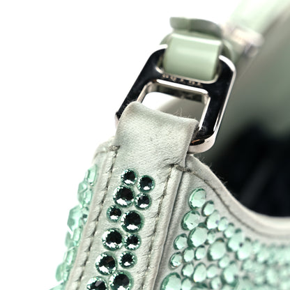 Prada Satin Crystal Cleo Adjustable Strap Shoulder Bag Acqua 11 of 11