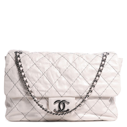 Chanel Glazed Goatskin Double Stitch Jumbo Flap White 1 of 7
