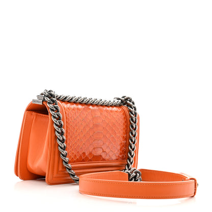 Chanel Snakeskin Small Boy Flap Orange 3 of 11