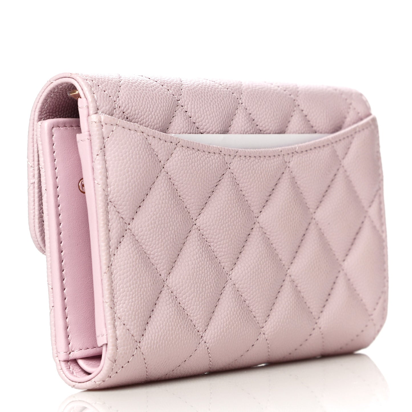 Caviar Quilted Medium Flap Wallet Pink
