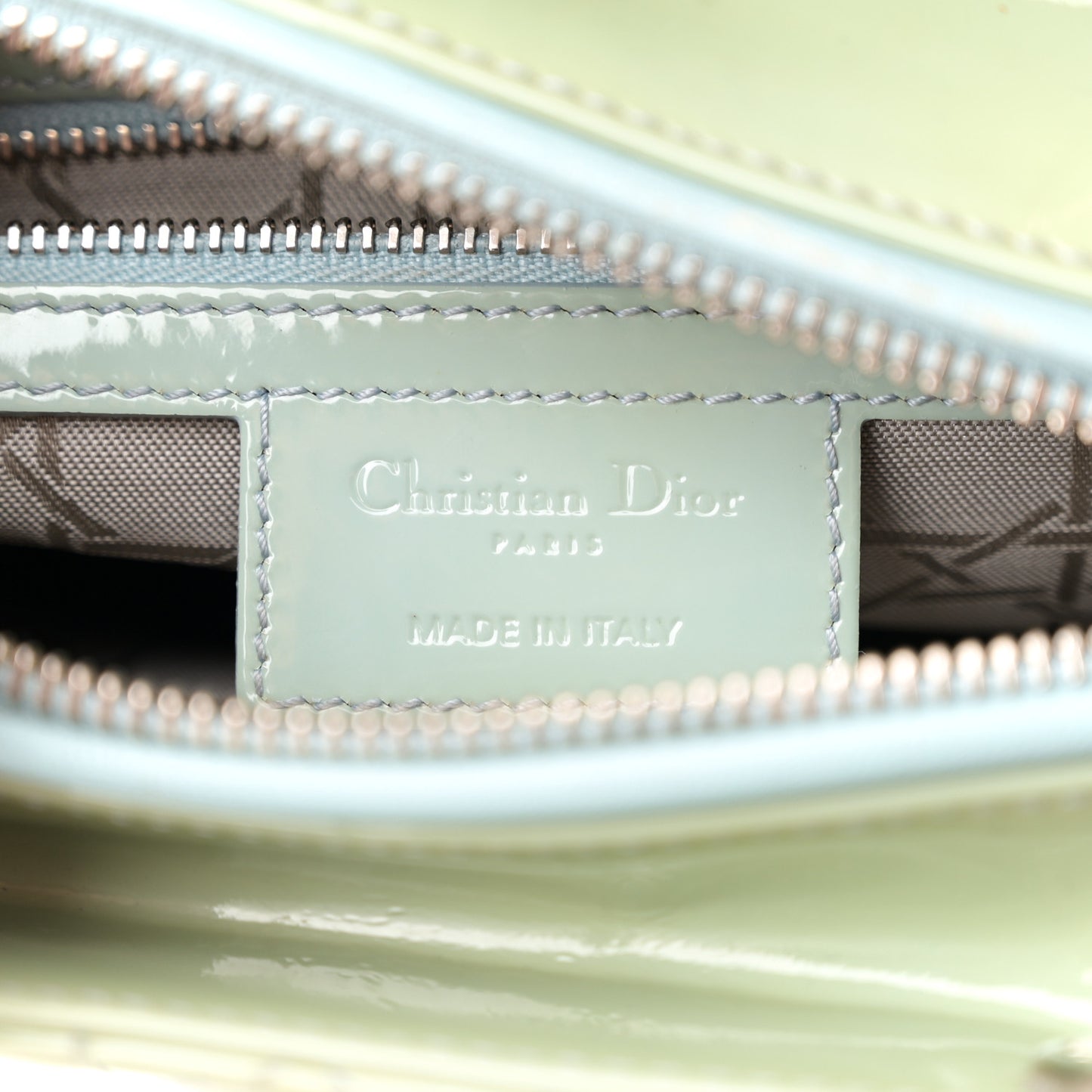 Patent Cannage Medium Lady Dior Blue Alcier