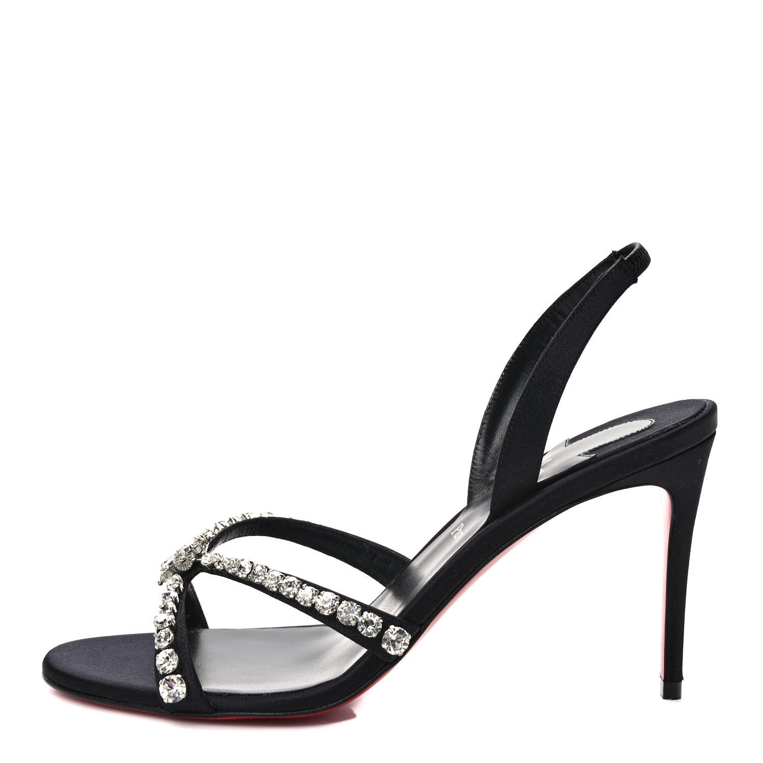 Christian Louboutin Veau Velours Crystal Embellished Emilia 85 Sandals 38.5 Black 1 of 7
