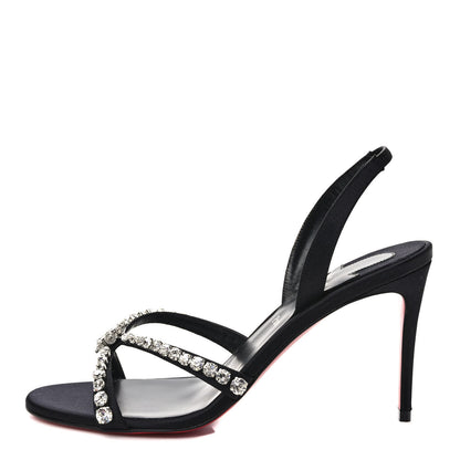 Christian Louboutin Veau Velours Crystal Embellished Emilia 85 Sandals 38.5 Black 1 of 7