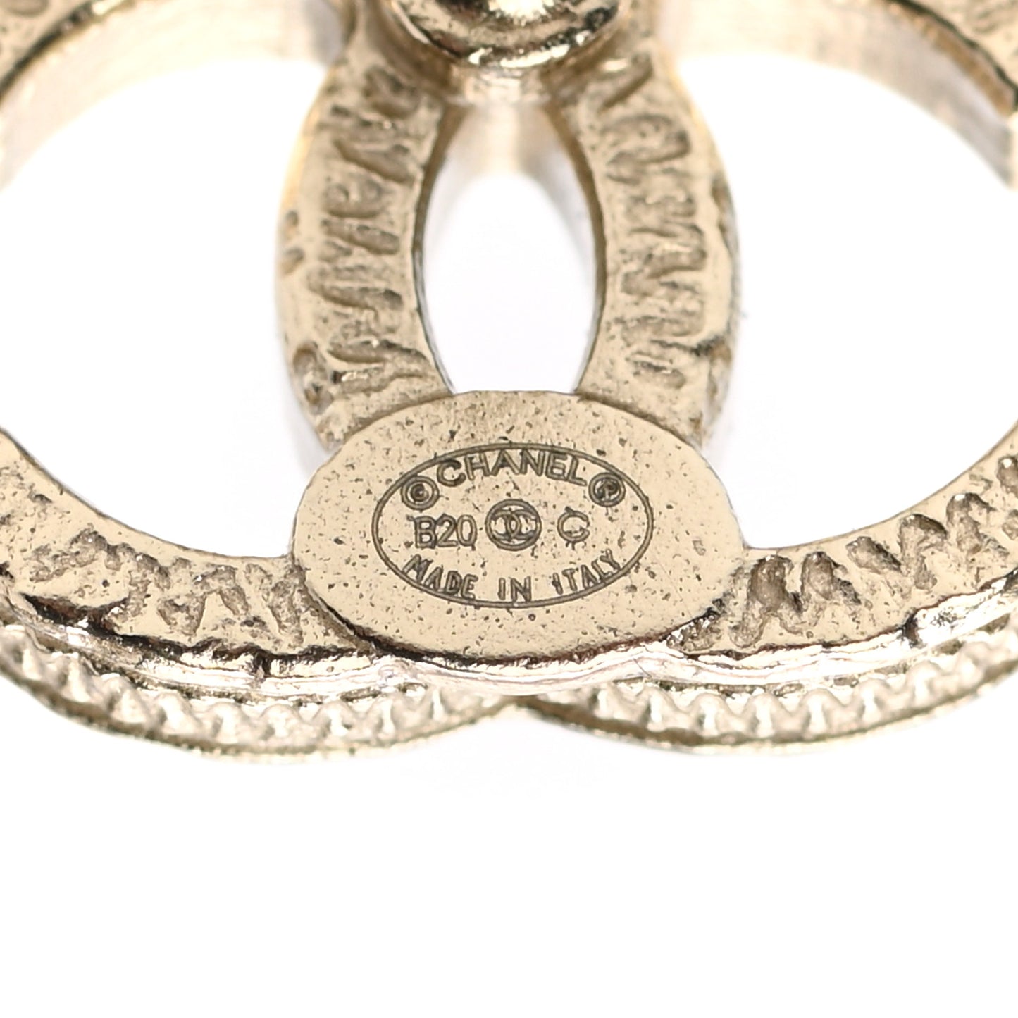 Pearl Crystal CC Charms Stud Earrings Light Gold