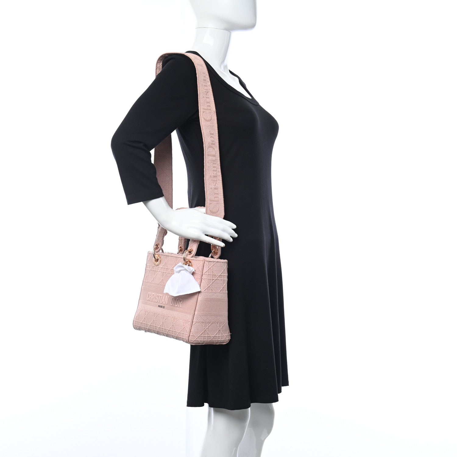 Christian Dior Canvas Embroidered Cannage Medium Lady D-Lite Pink 3 of 6