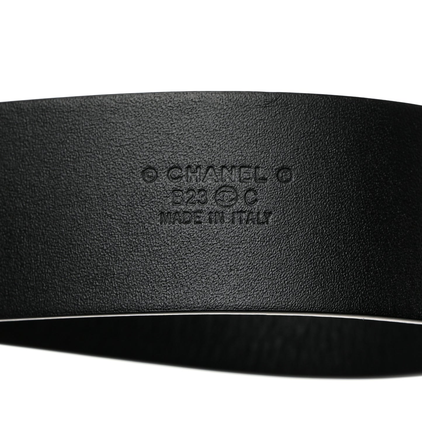 Calfskin Metal Enamel CC Belt 80 32 Black White