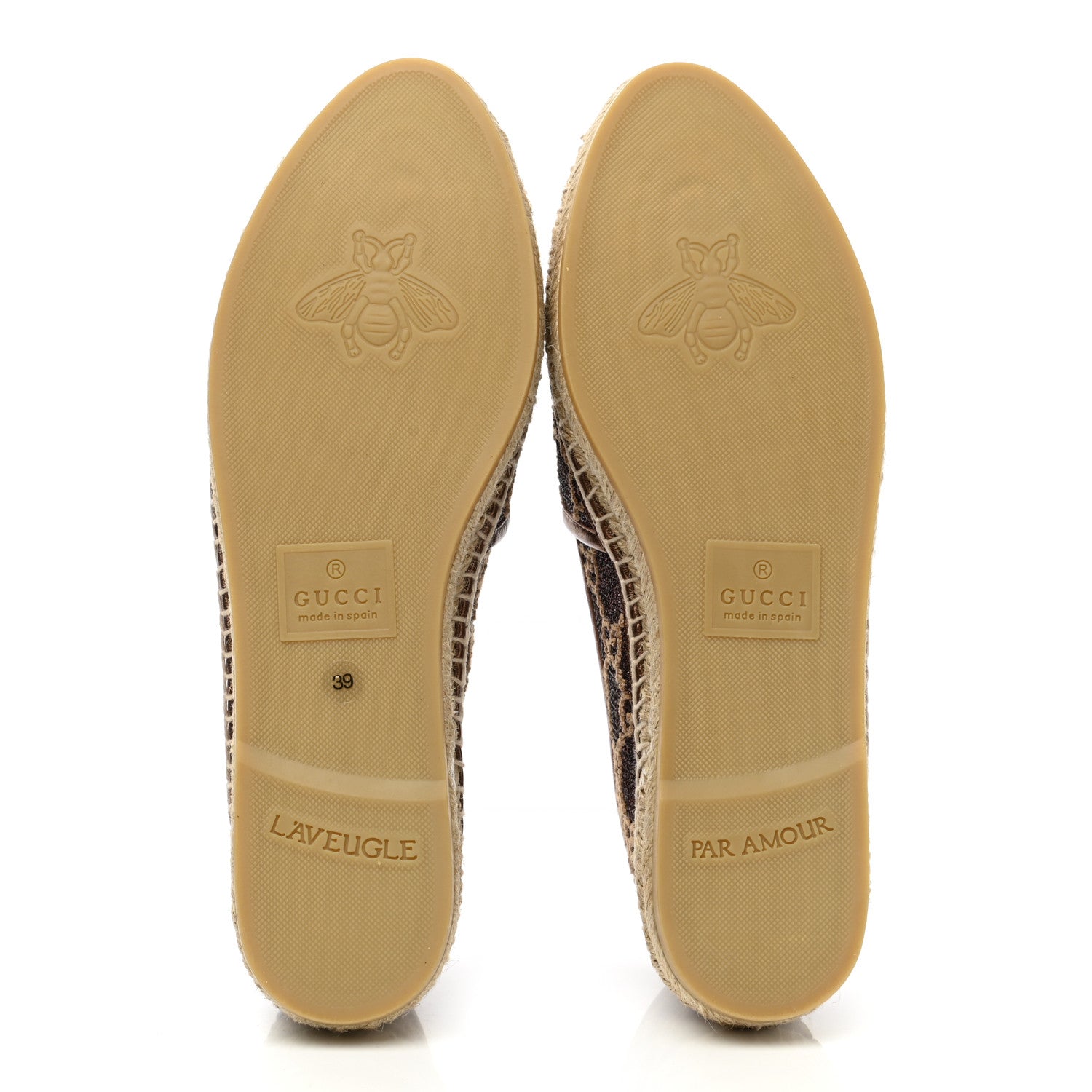 Gucci Lame Nappa GG Monogram Espadrilles 39 Brown Beige Light Bronze 5 of 10