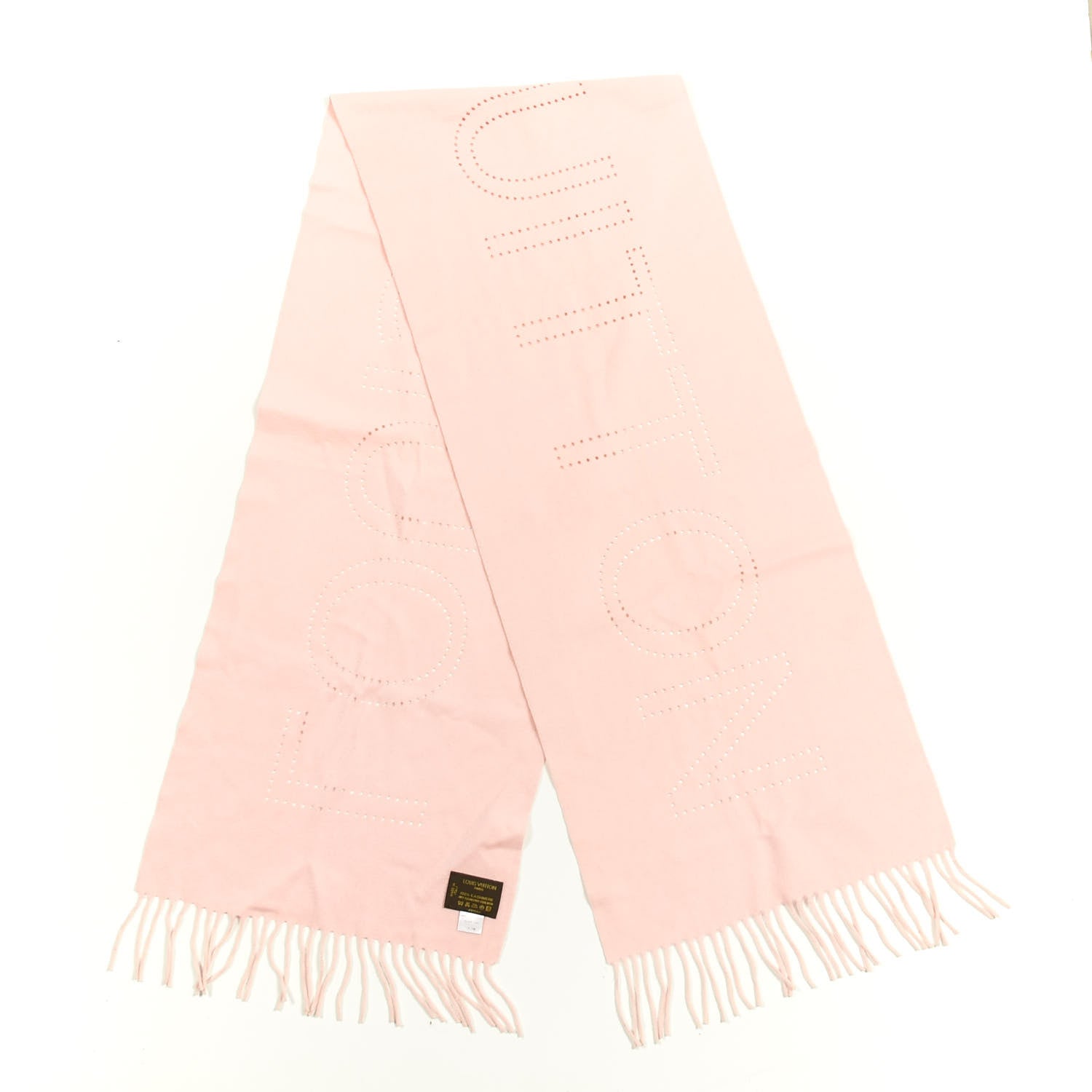 Louis Vuitton Cashmere Perforated Scarf Pink 2 of 3