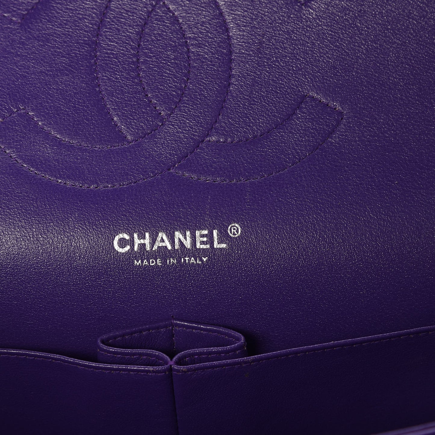 Patent Calfskin Quilted Jumbo Double Flap Purple