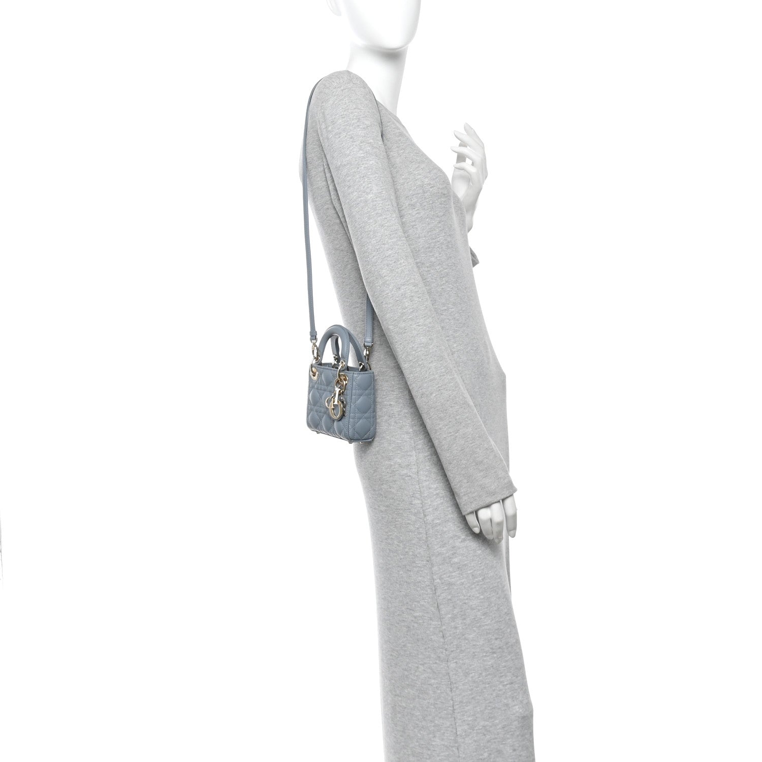 Christian Dior Lambskin Cannage Micro Lady Dior Cloud Blue 2 of 10