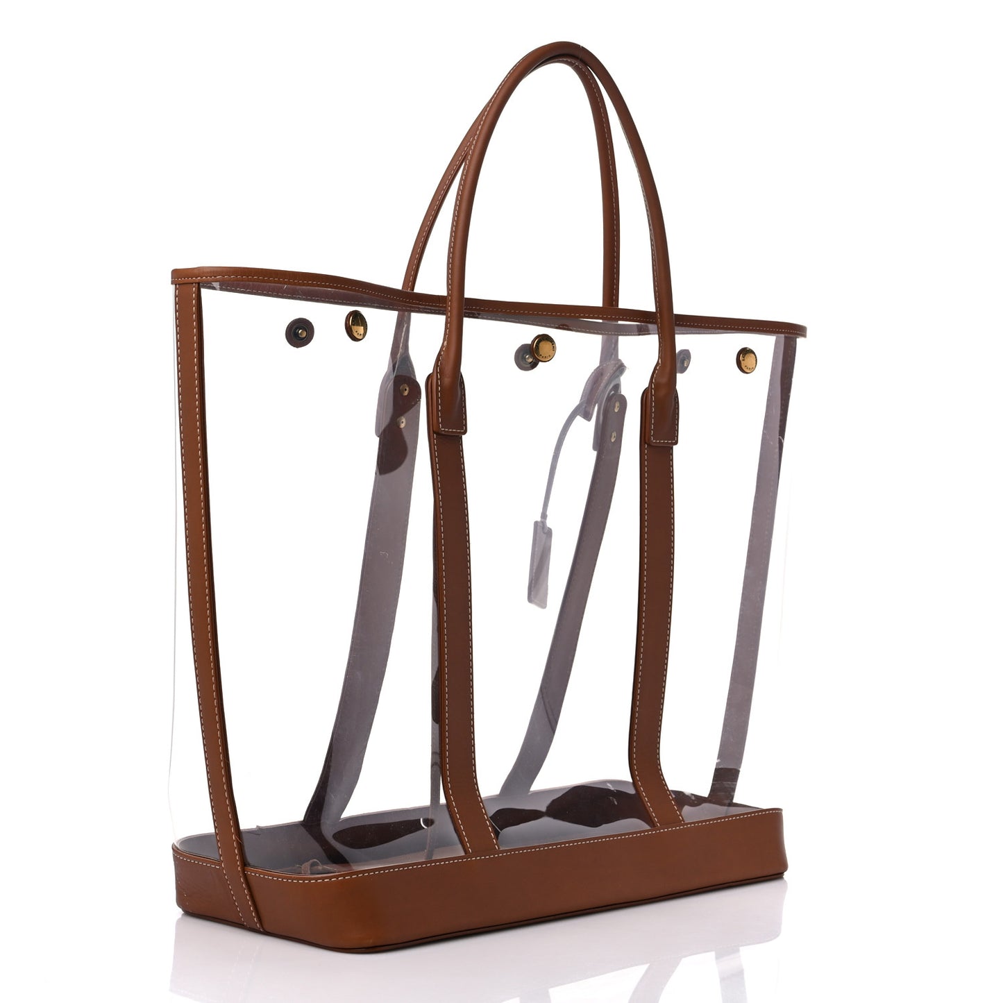 Calfskin Vinyl Cabas Tote Brown