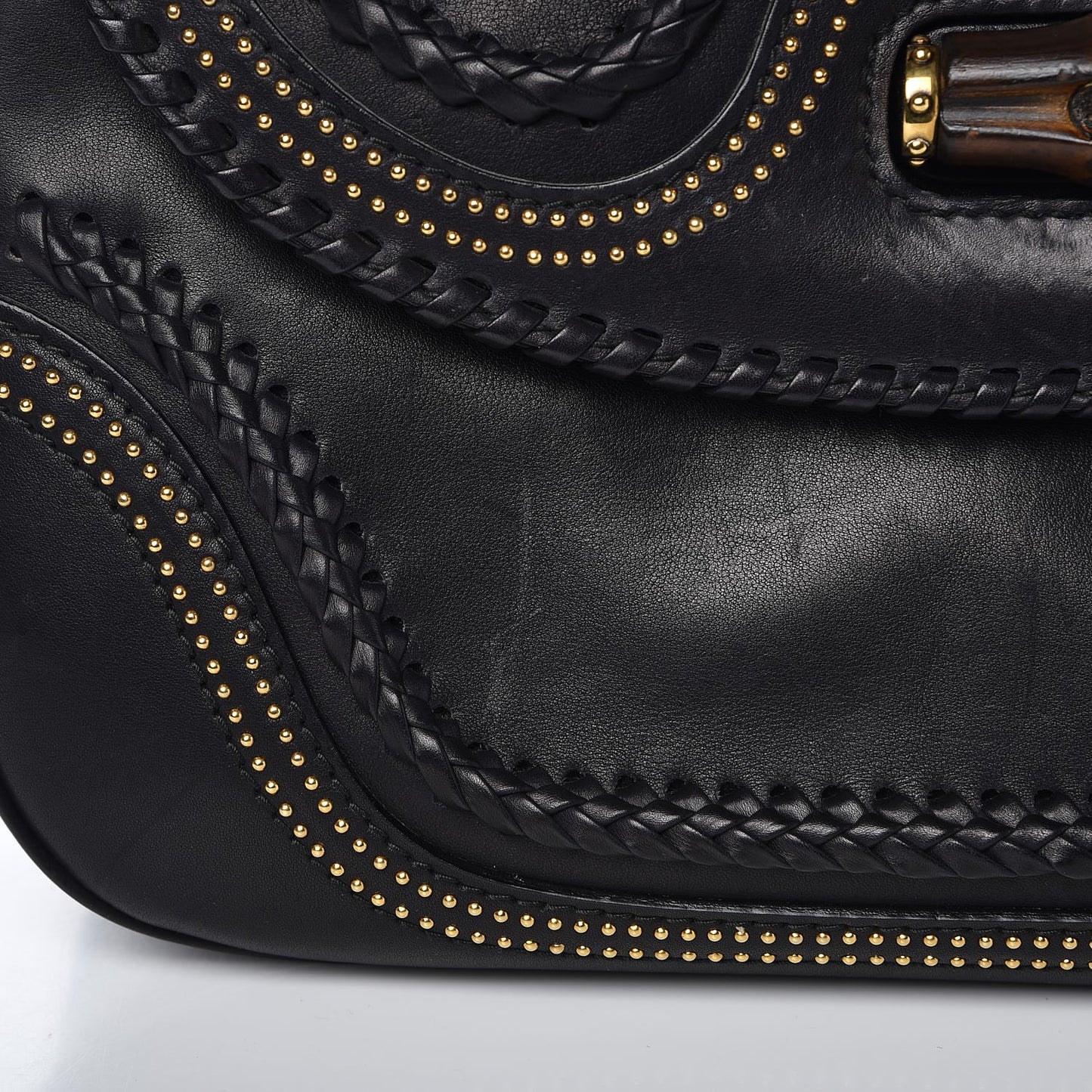 Calfskin New Bamboo Large Top Handle Bag Black