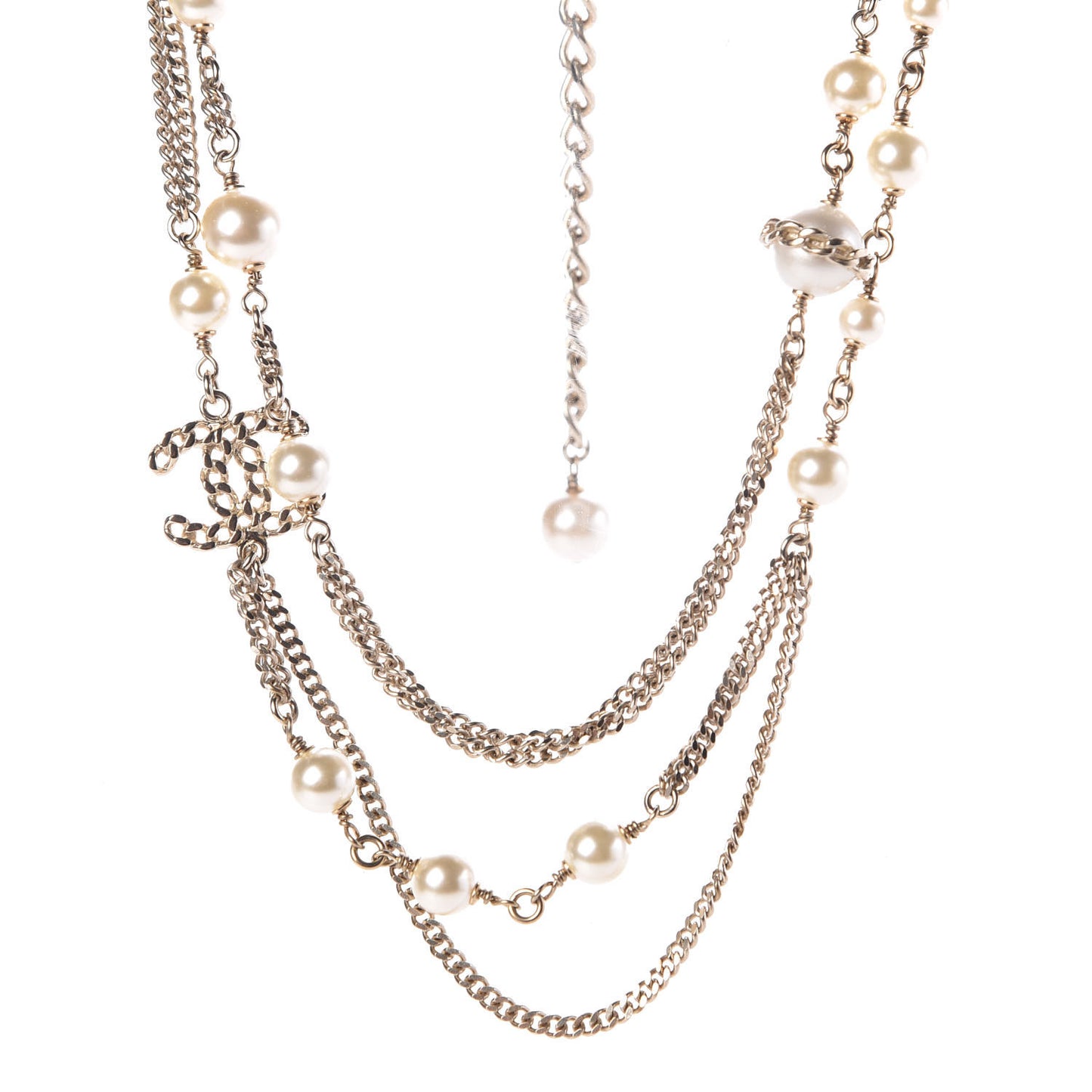 Pearl CC Multi Strand Necklace Gold