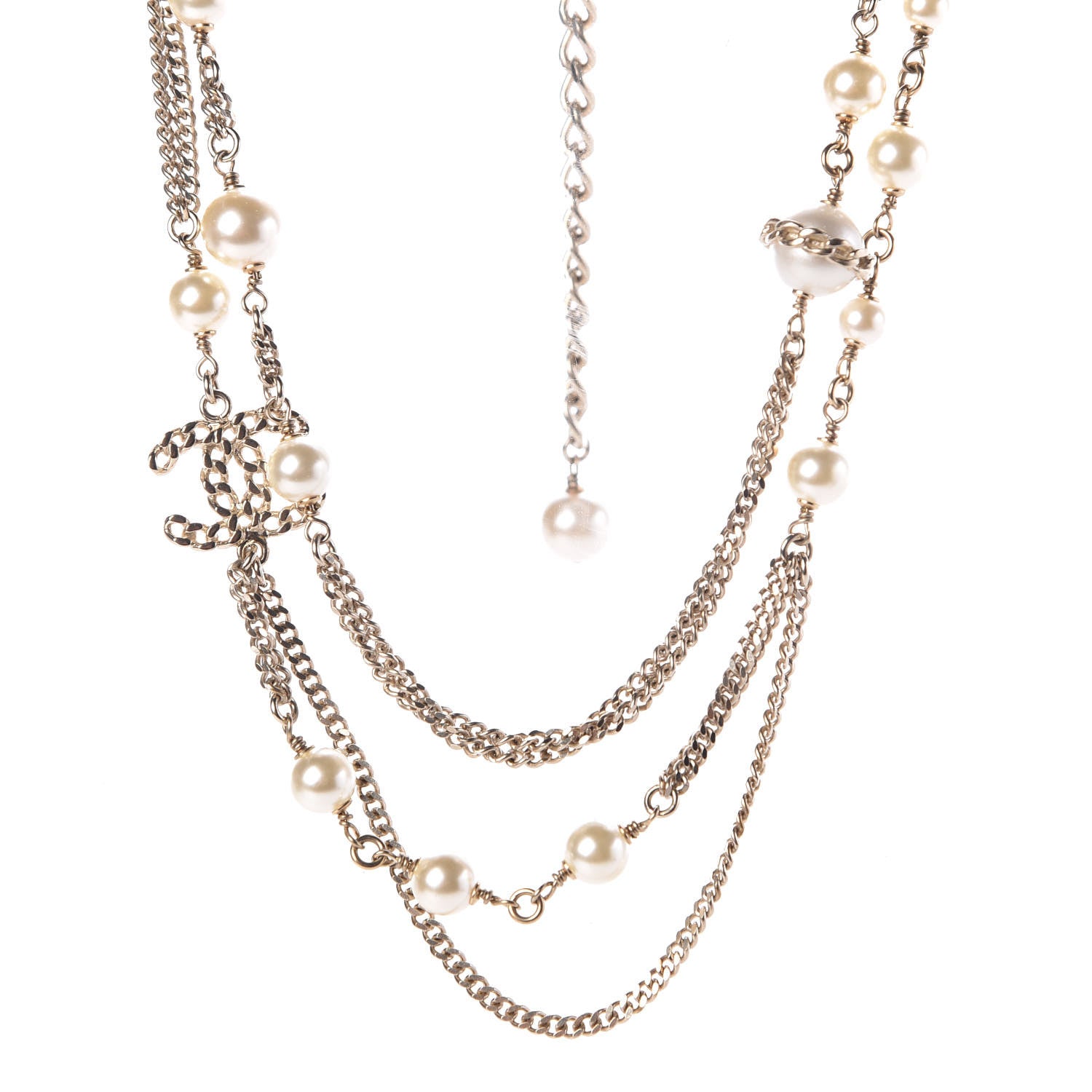 Chanel Pearl CC Multi Strand Necklace Gold 1 of 5