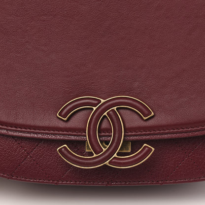 Chanel Shiny Calfskin Goatskin Quilted Medium Coco Curve Messenger Flap Burgundy 6 of 11