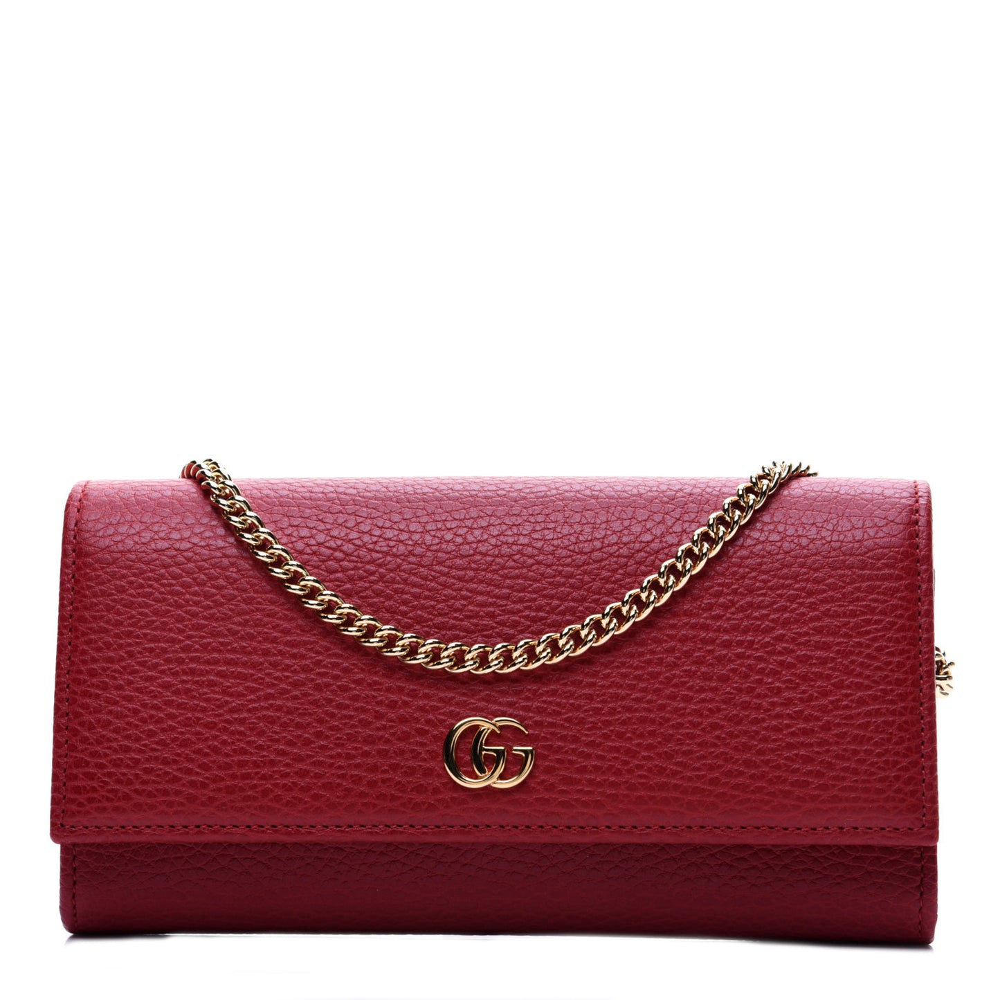 Dollar Calfskin Petite GG Marmont Wallet Chain Bag Hibiscus Red