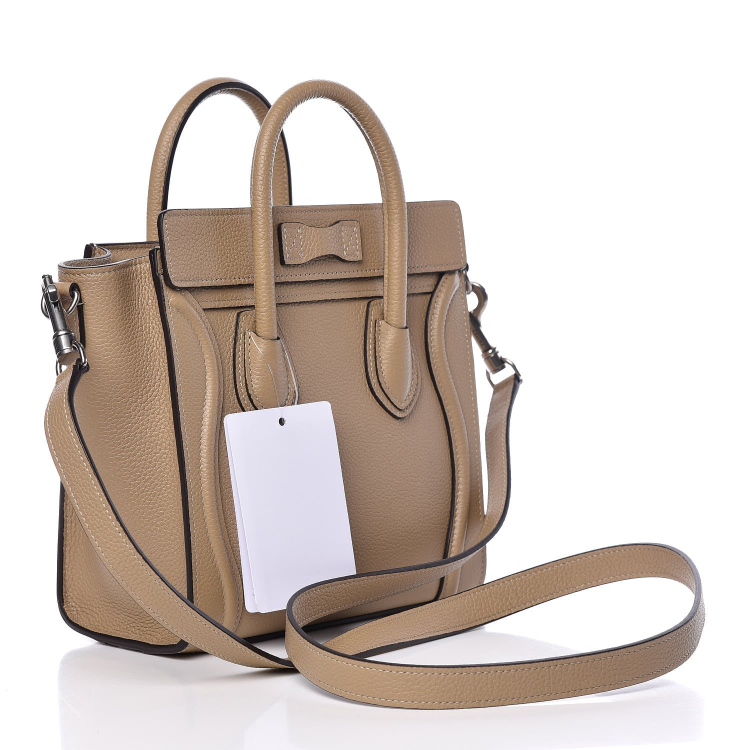 Celine Drummed Calfskin Nano Luggage Dune 3 of 10