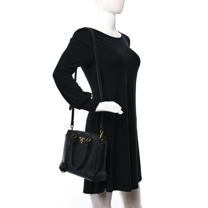 Prada Saffiano Metal Top Handle Black 2 of 9