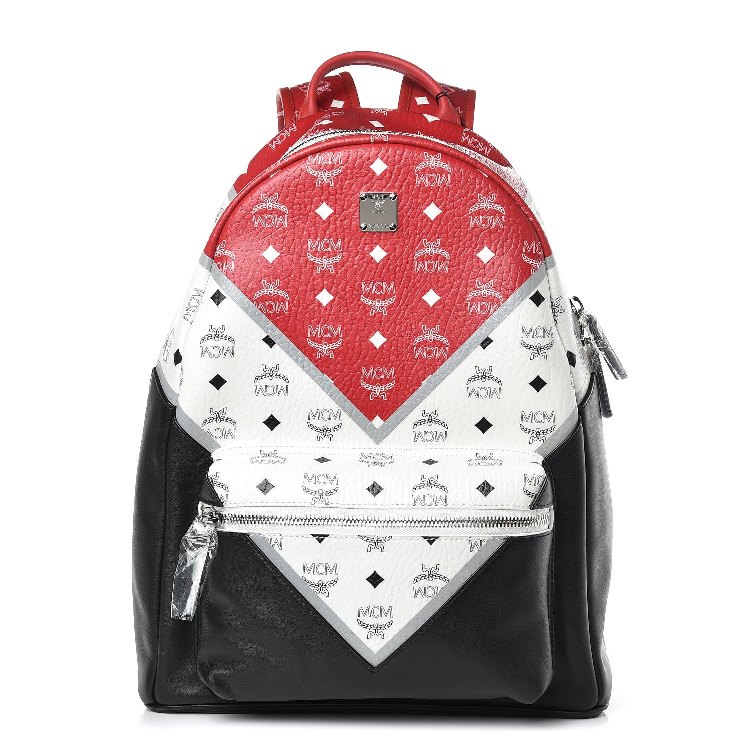 MCM Visetos Chevron Medium Colorblock Stark Backpack Black 1 of 9