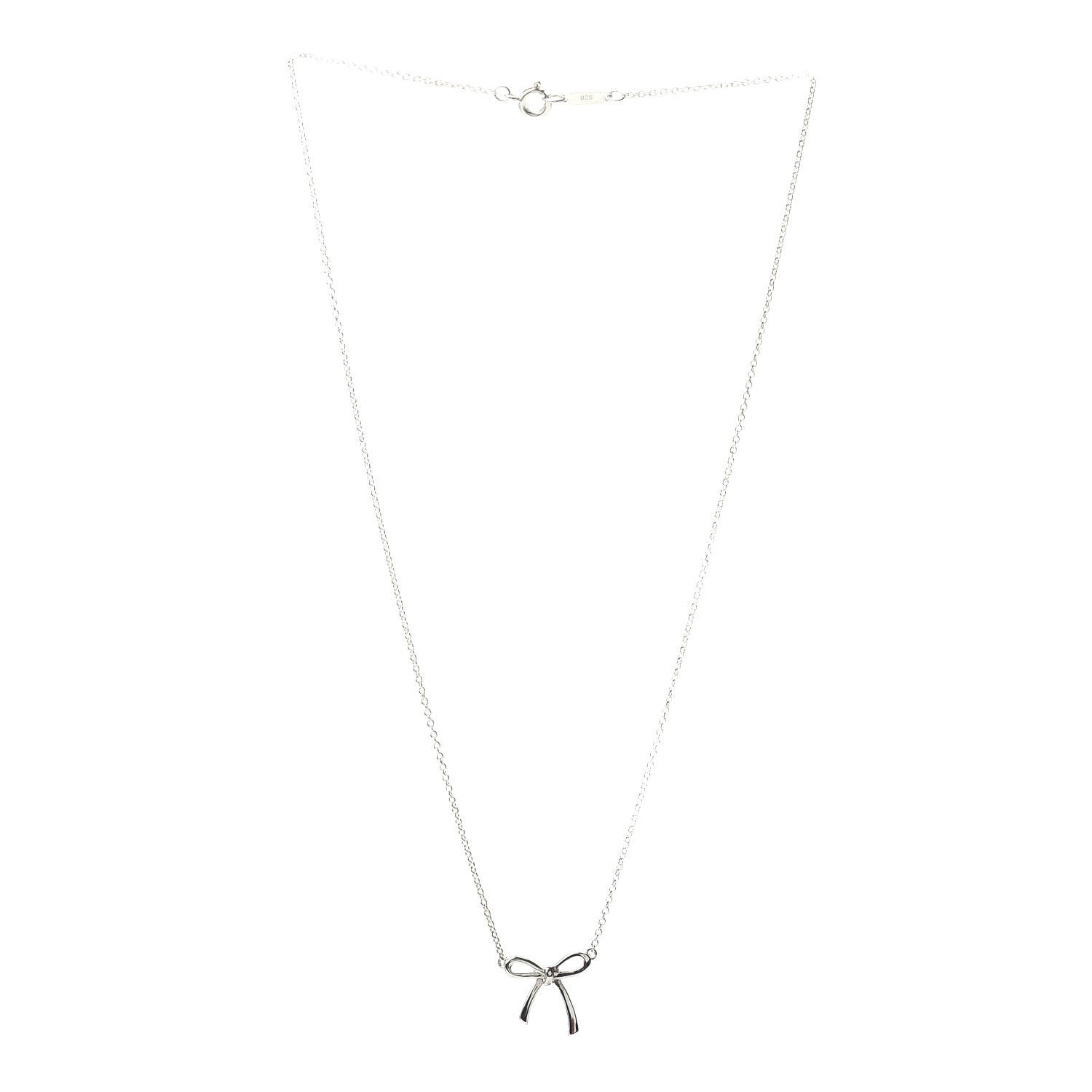 Tiffany Sterling Silver Small Bow Pendant Necklace 3 of 4