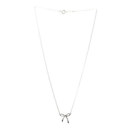 Tiffany Sterling Silver Small Bow Pendant Necklace 3 of 4
