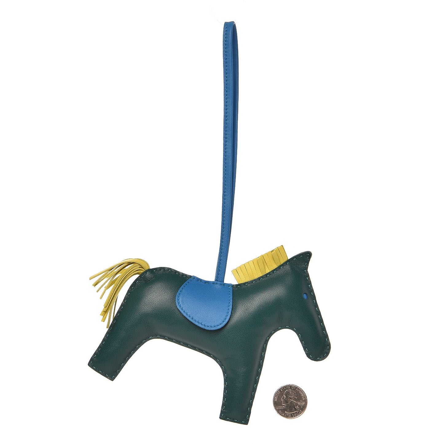 Milo Lambskin Grigri Rodeo Horse Bag Charm GM Malachite Bleu Zanzibar Lime