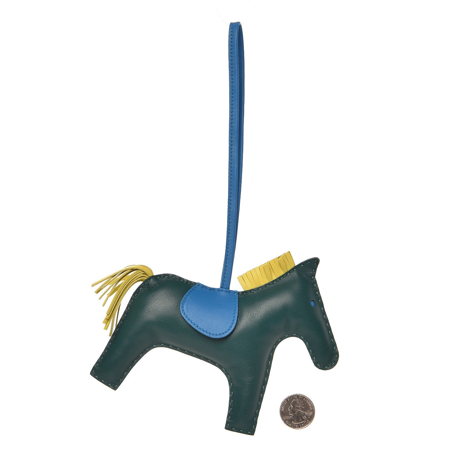 Hermes Milo Lambskin Grigri Rodeo Horse Bag Charm GM Malachite Bleu Zanzibar Lime 2 of 4