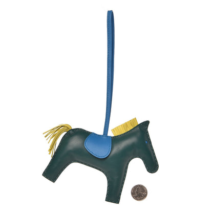 Hermes Milo Lambskin Grigri Rodeo Horse Bag Charm GM Malachite Bleu Zanzibar Lime 2 of 4