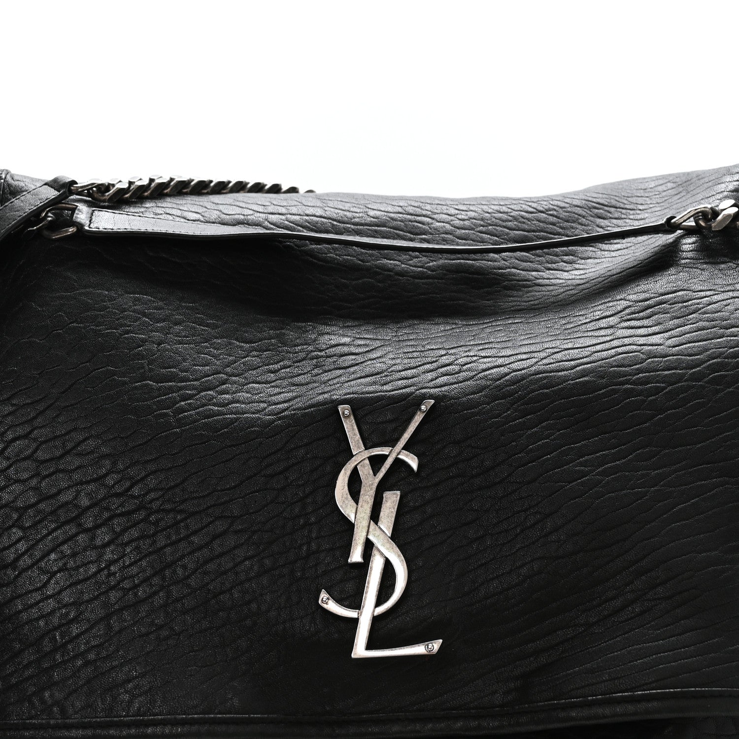 Saint Laurent Grained Lambskin Monogram Oversized Niki Chain Satchel Black 7 of 10