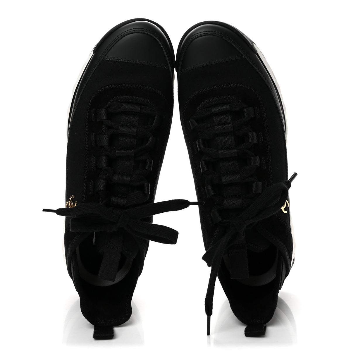 Velvet Calfskin Mixed Fibers CC Sneakers 41 Black