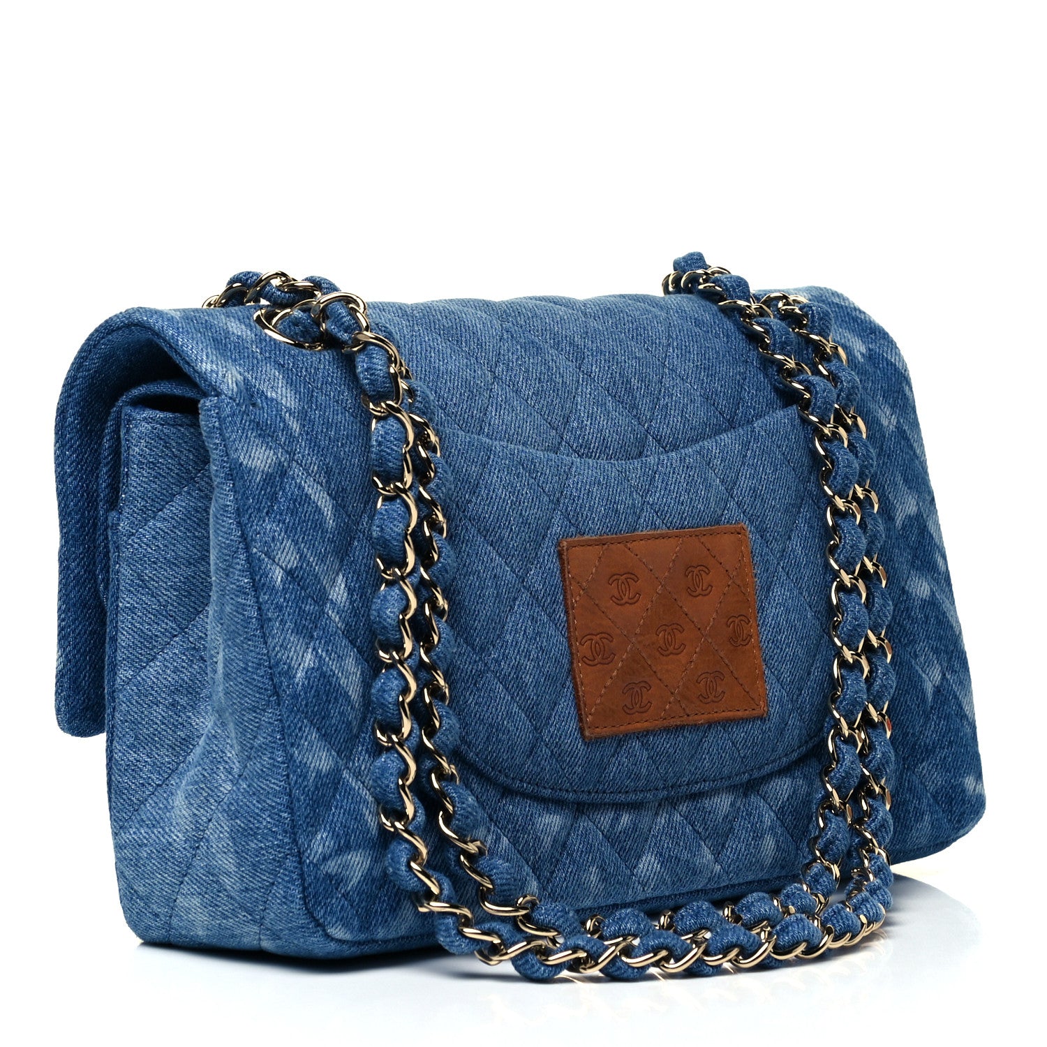 Chanel Denim Quilted Medium Double Flap Blue 3 of 10