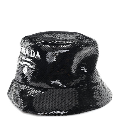 Prada Paillettes Logo Bucket Hat L Black 1 of 8