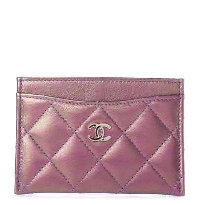Chanel Iridescent Lambskin Quilted Card Holder Purple 1 of 8