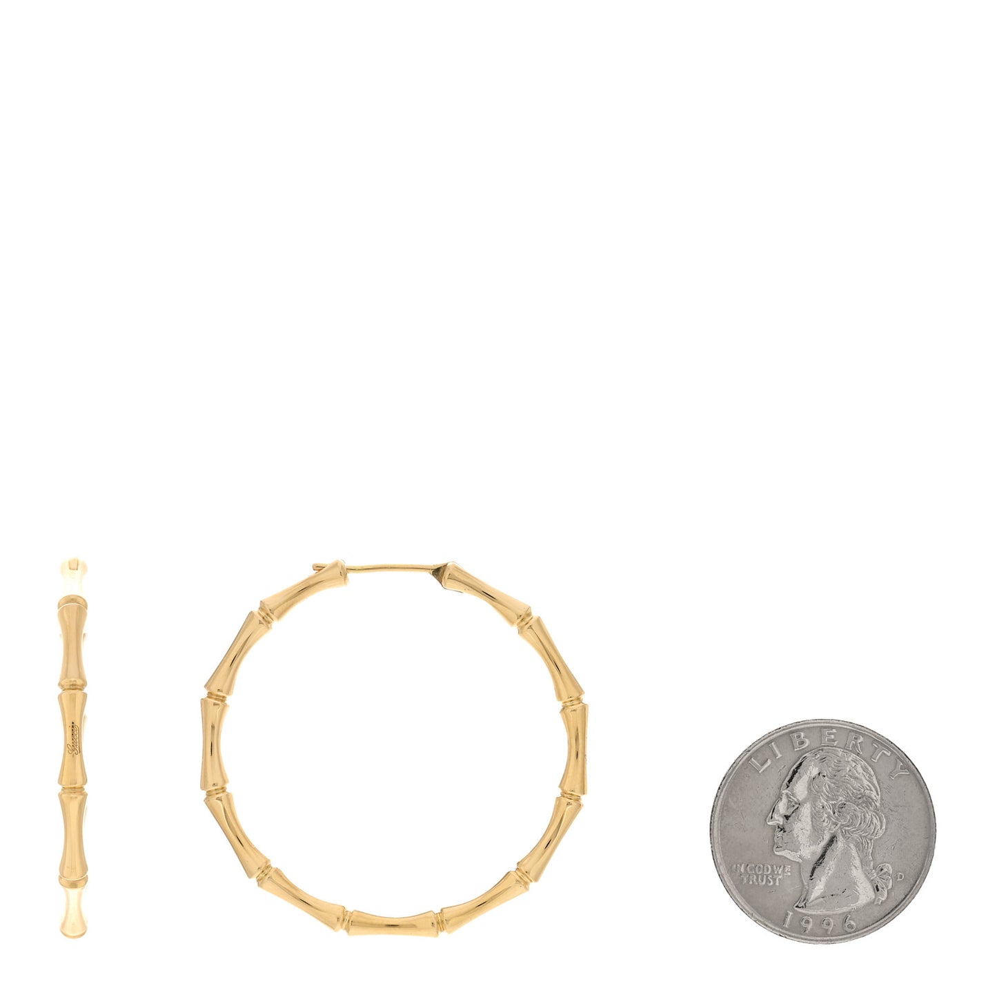 18K Yellow Gold Bamboo Hoop Earrings