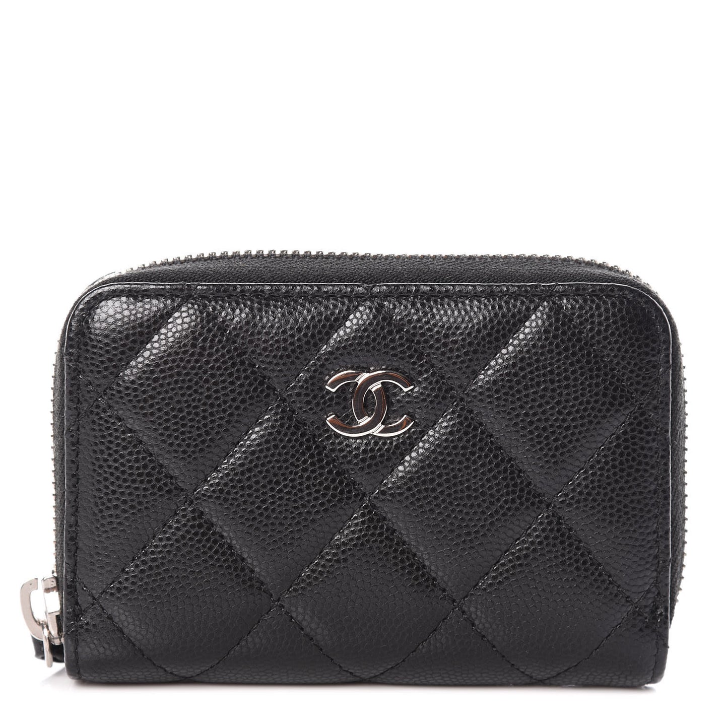 Caviar Quilted Zip Coin Purse Black
