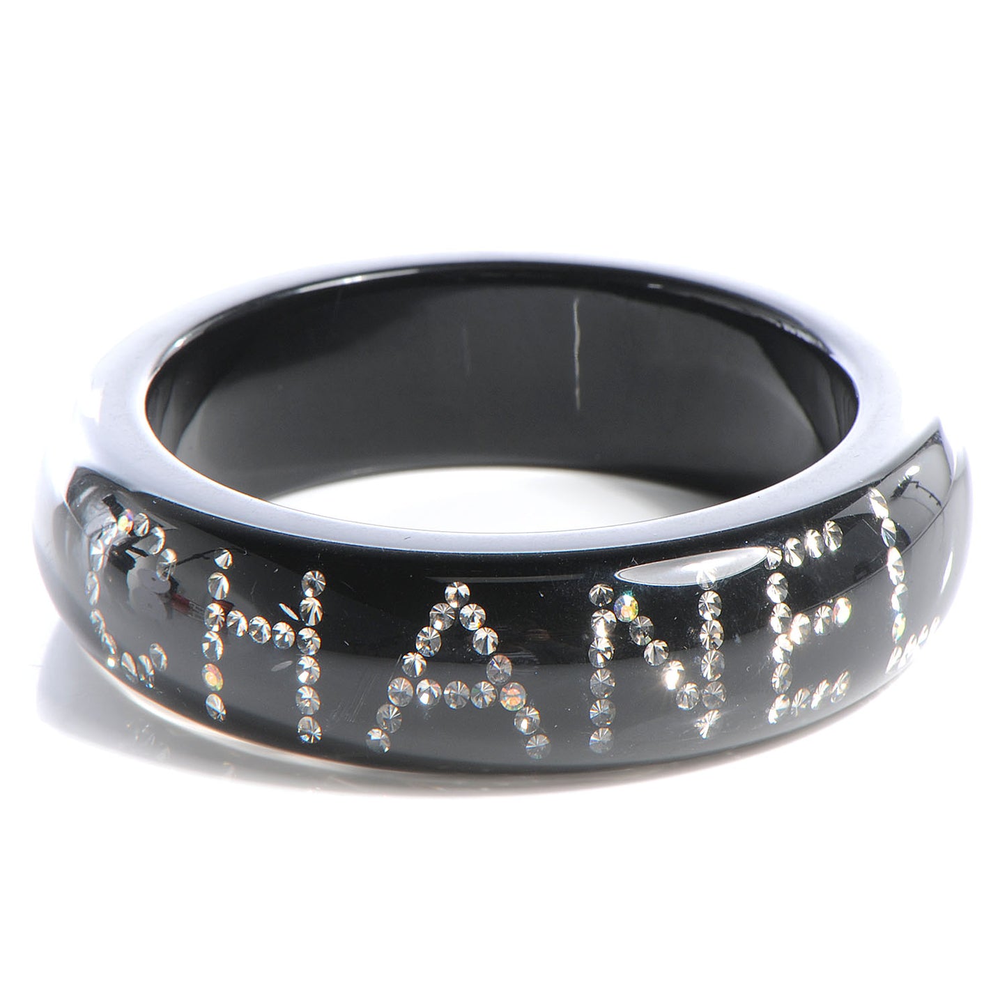 Resin Crystal CC Logo Bracelet Black