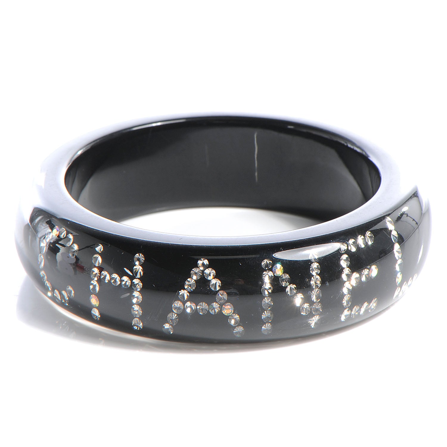 Chanel Resin Crystal CC Logo Bracelet Black 1 of 4