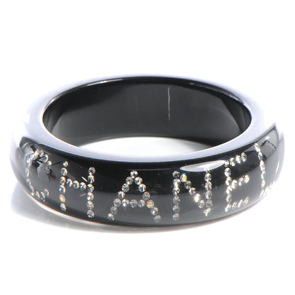 Chanel Resin Crystal CC Logo Bracelet Black 1 of 4