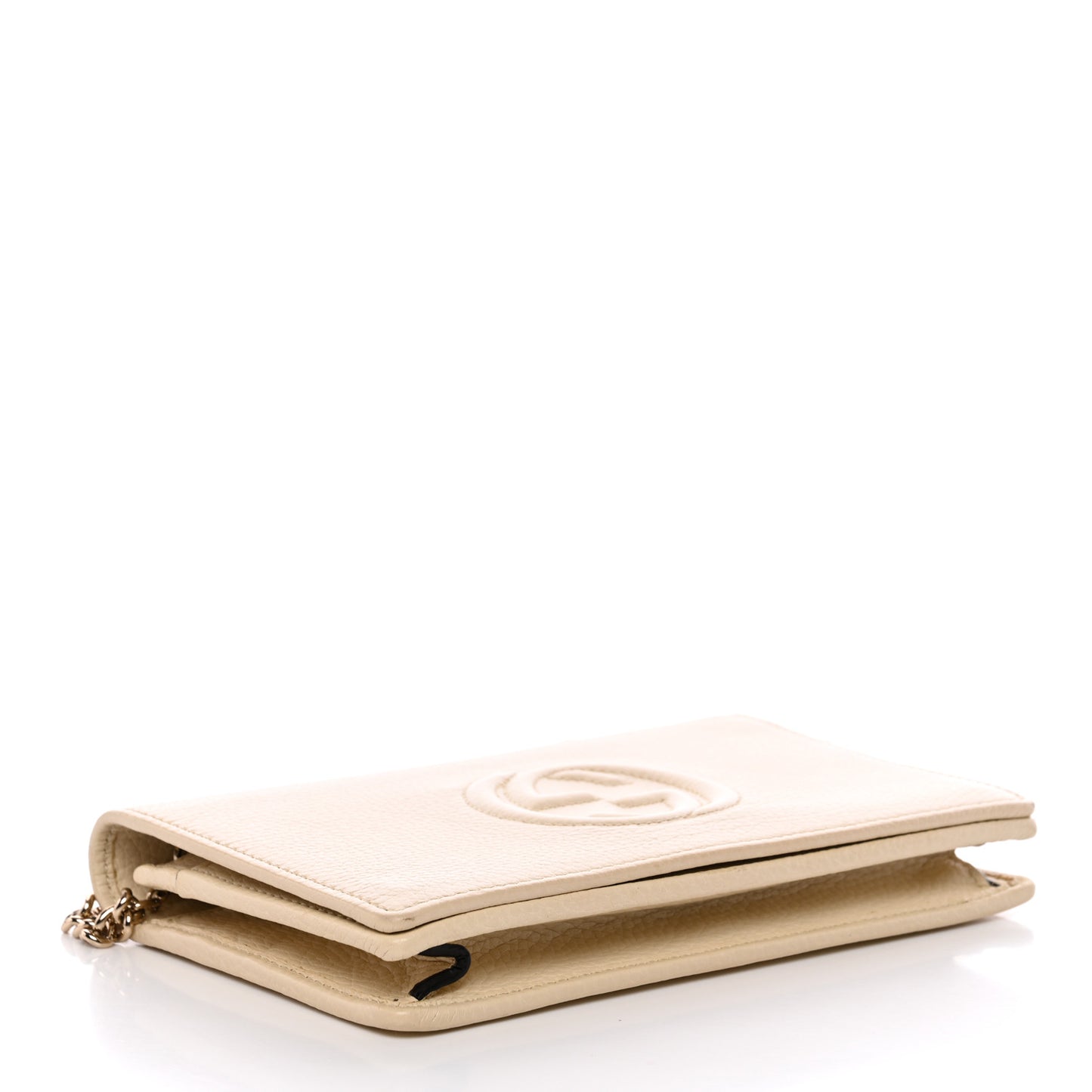 Pebbled Calfskin Soho Wallet on Chain Ivoire