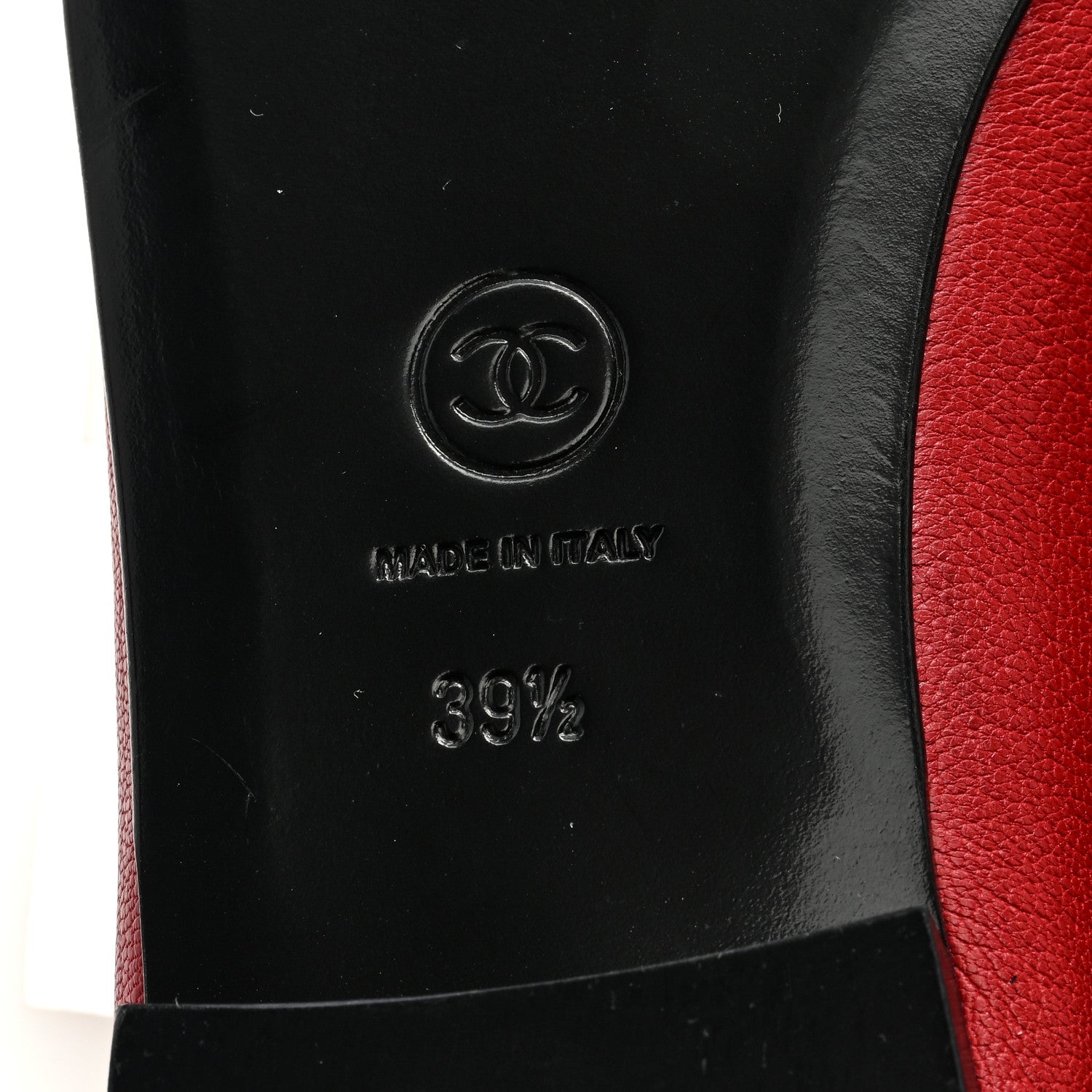 Chanel Goatskin Patent Cap Toe CC Ballerina Flats 39.5 Red 6 of 8