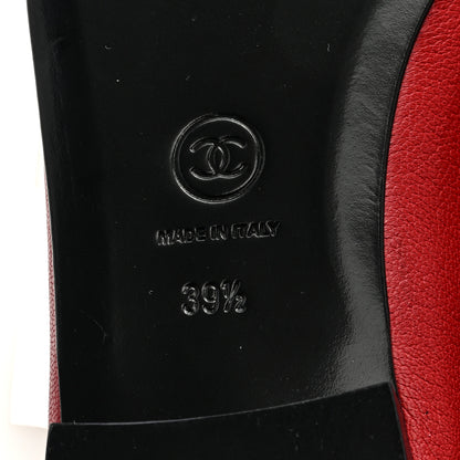 Chanel Goatskin Patent Cap Toe CC Ballerina Flats 39.5 Red 6 of 8