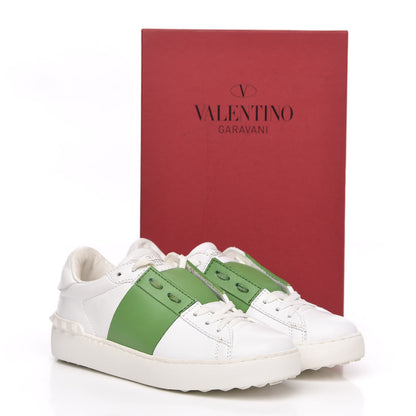Valentino Garavani Calfskin Rockstud Open Sneakers 37 White Green 10 of 10