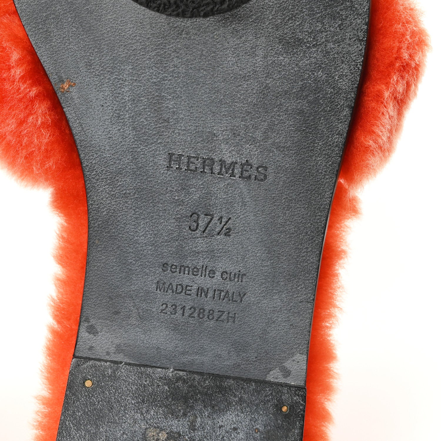 Hermes Woolskin Oran Sandals 37.5 Orange 7 of 9