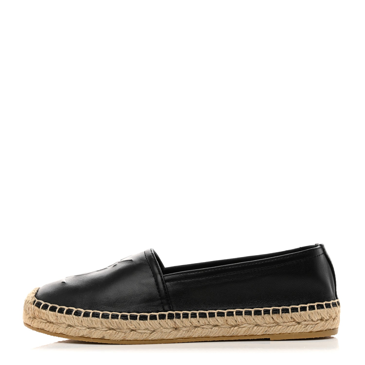 Saint Laurent Lambskin Monogram Espadrilles 36.5 Black 1 of 9