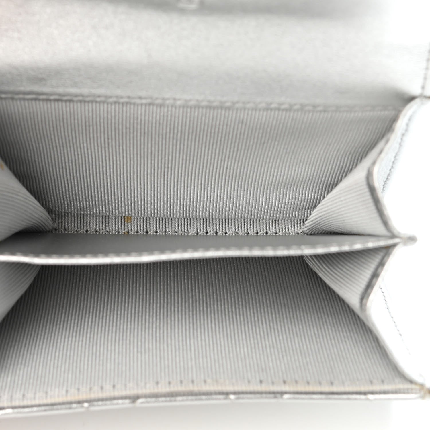 Chanel Metallic Lambskin Quilted Flap Card Holder Wallet Silver 5 of 5