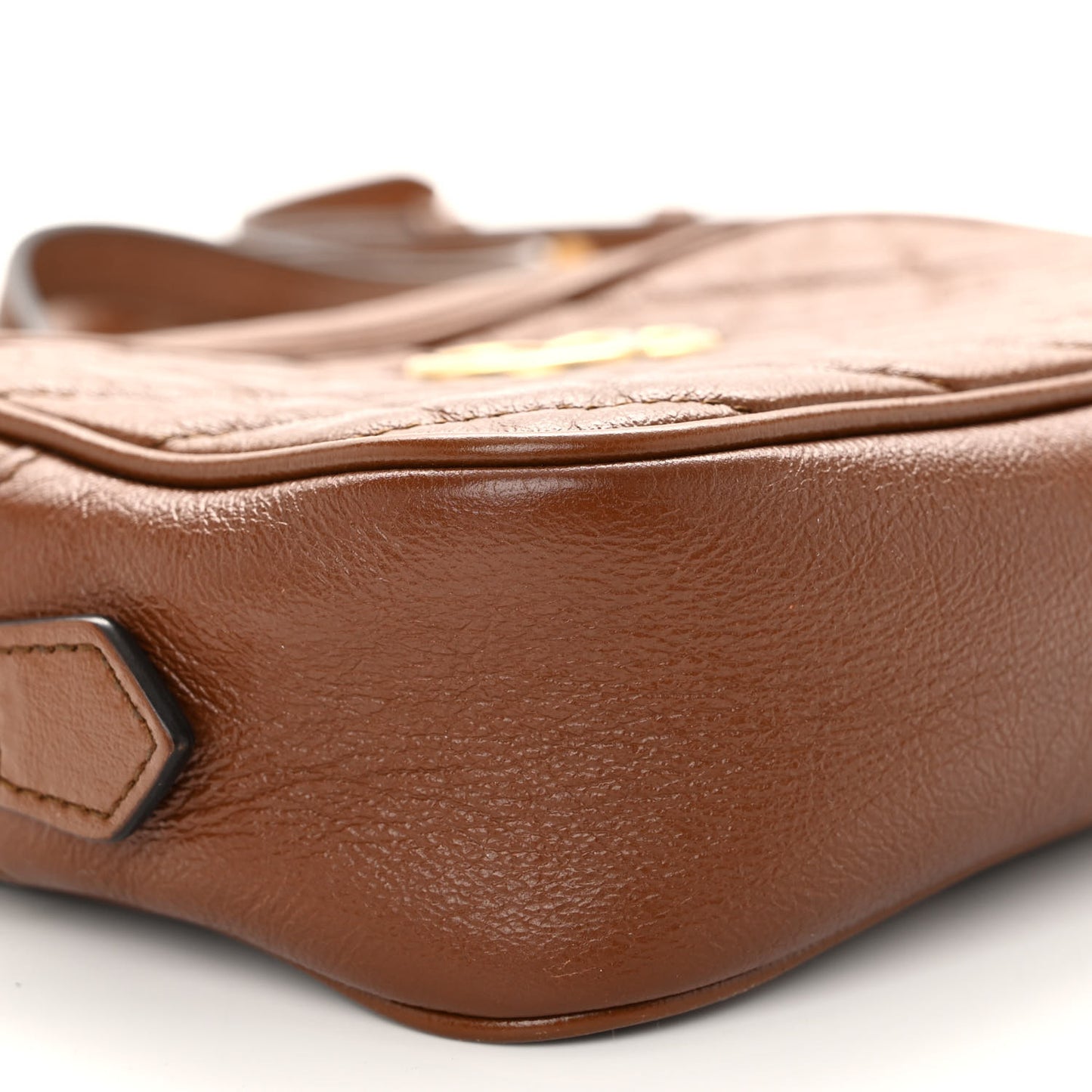 Glazed Calfskin Matelasse Diagonal Mini GG Marmont Chain Shoulder Bag Cuir