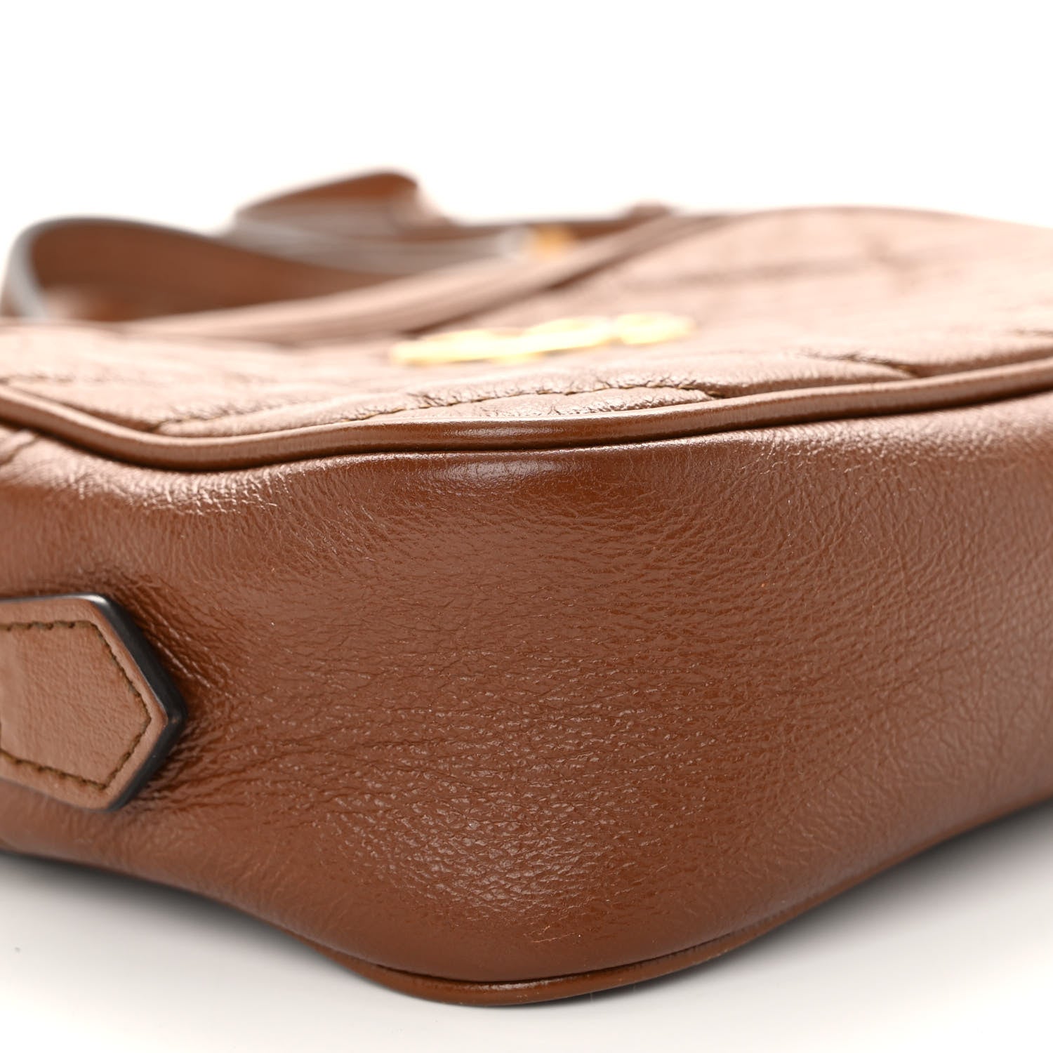 Gucci Glazed Calfskin Matelasse Diagonal Mini GG Marmont Chain Shoulder Bag Cuir 10 of 12