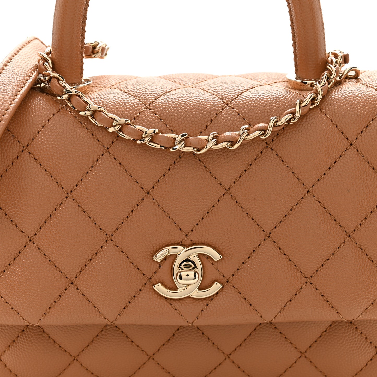 Caviar Quilted Mini Coco Handle Flap Brown