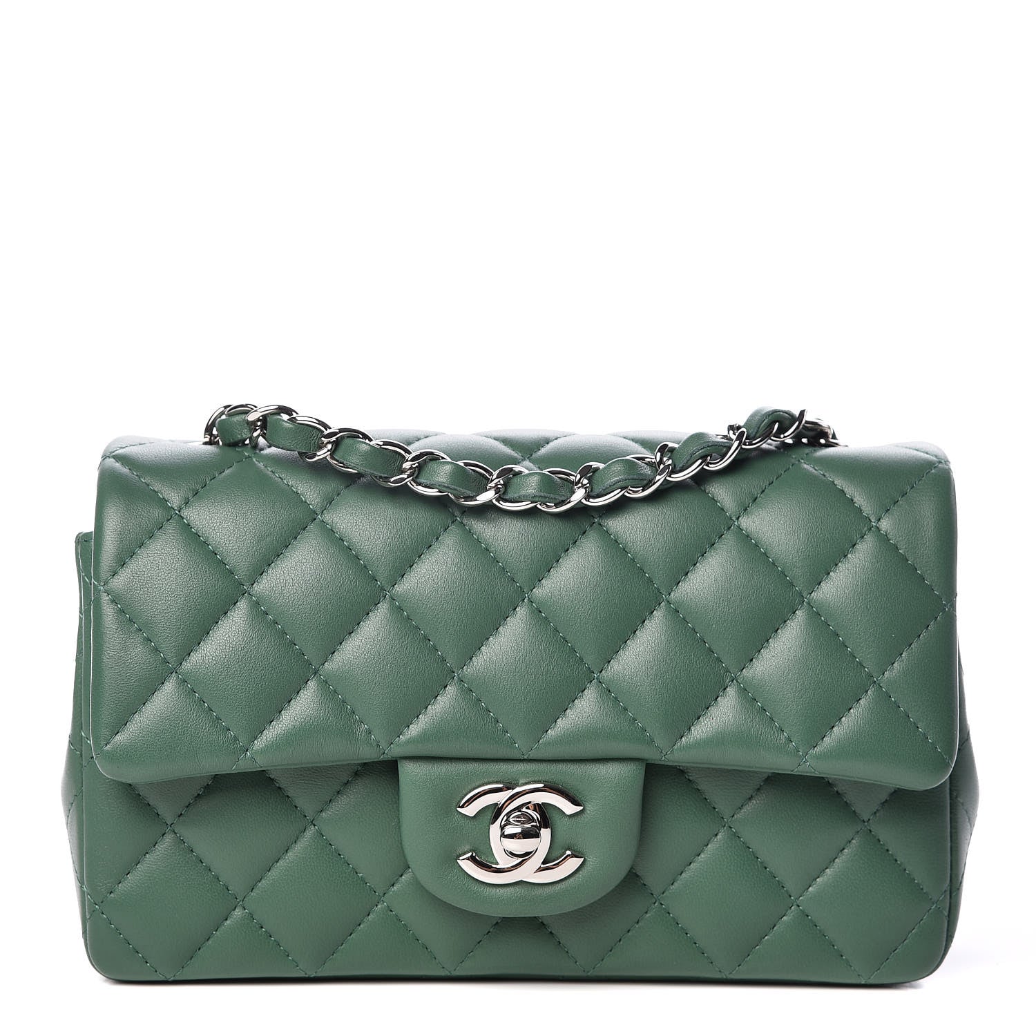 Chanel Lambskin Quilted Mini Rectangular Flap Green 1 of 9