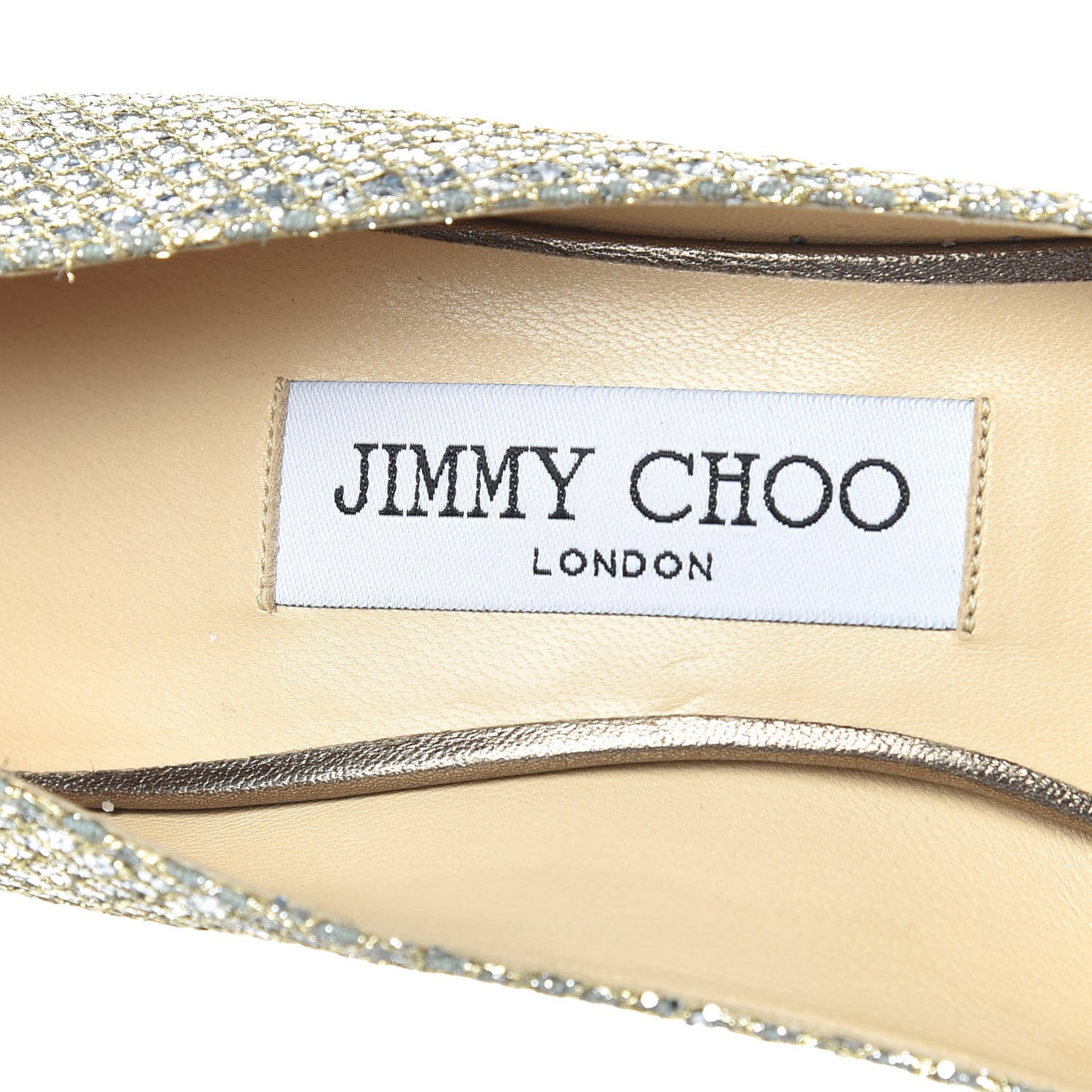Glitter Fabric Evelyn Peep Toe Pumps 36 Champagne